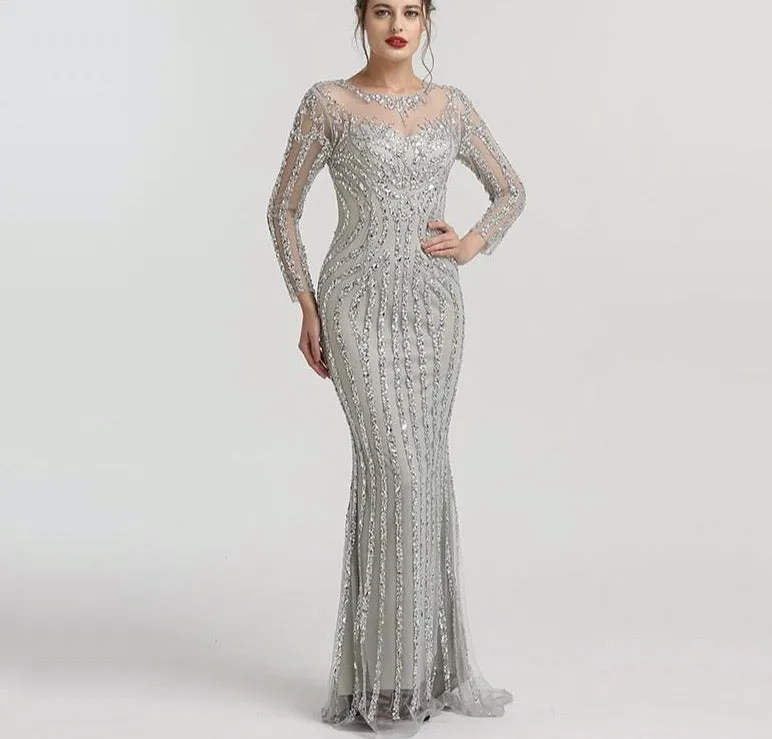 Sparkling Crystal Beadings Sexy Formal Party Gown