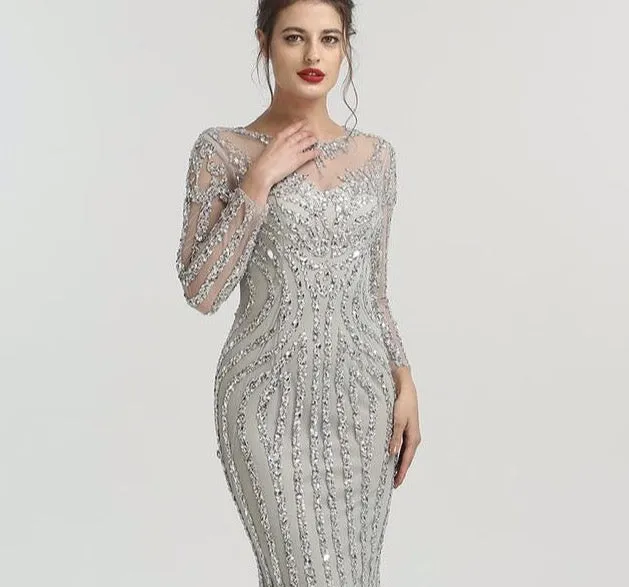 Sparkling Crystal Beadings Sexy Formal Party Gown
