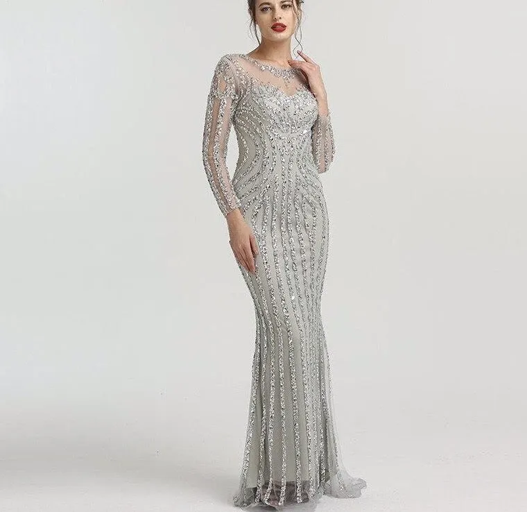 Sparkling Crystal Beadings Sexy Formal Party Gown