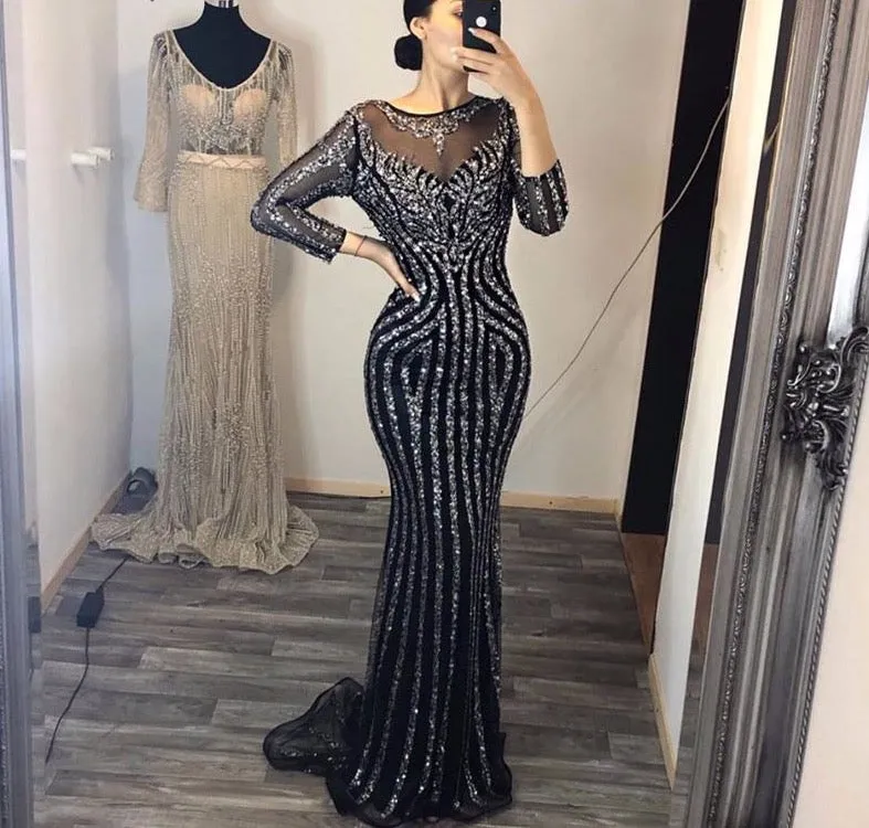 Sparkling Crystal Beadings Sexy Formal Party Gown