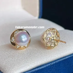 Sparkling Cultured Saltwater White Round Akoya Pearl Stud Earrings, 8.0-8.5 mm