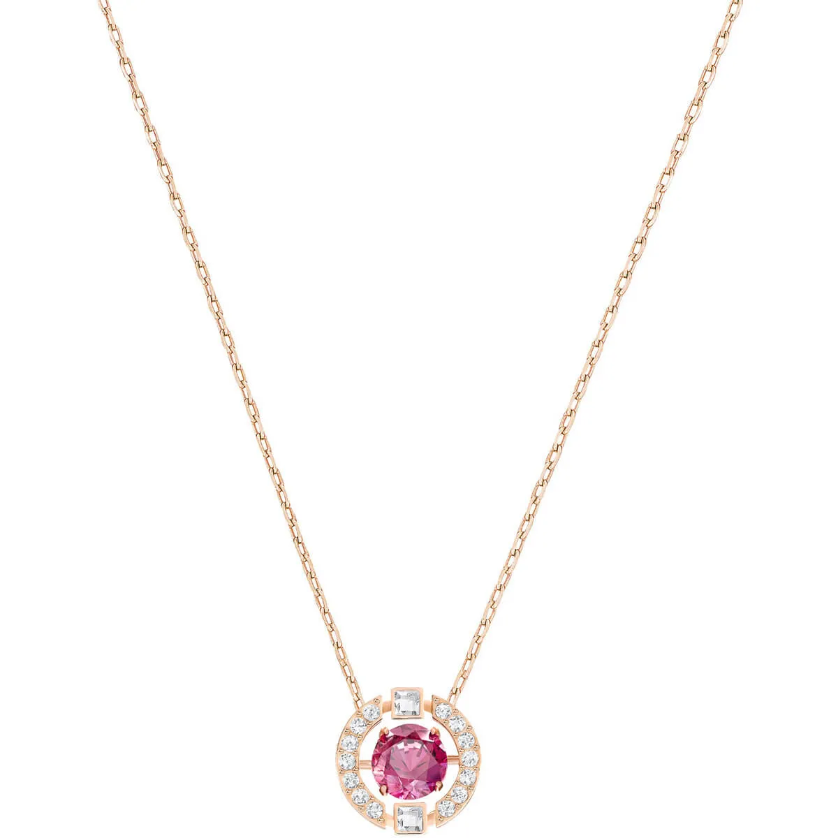 Sparkling Dance Red Rose Gold Plating Round Necklace