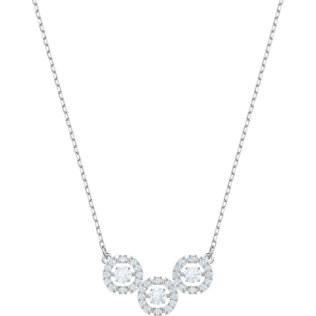 Sparkling Dance White Rhodium Plating Trilogy Necklace