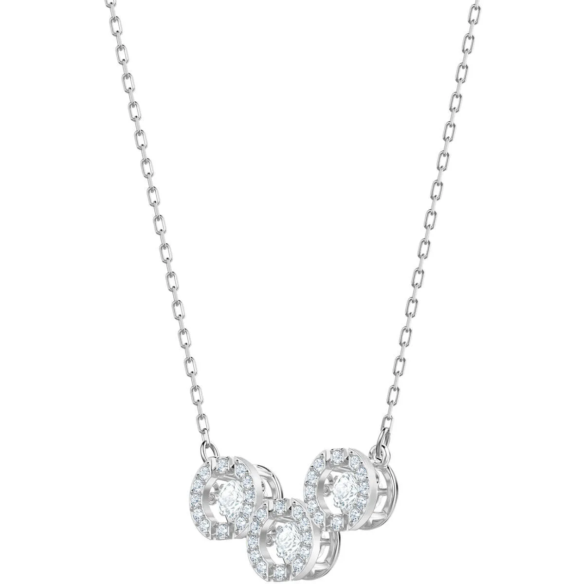 Sparkling Dance White Rhodium Plating Trilogy Necklace