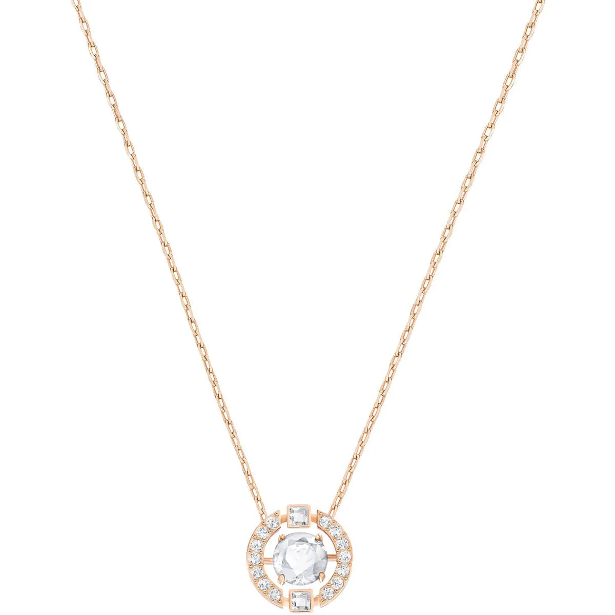 Sparkling Dance White Rose Gold Plating Round Necklace
