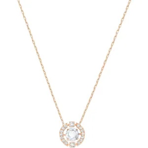 Sparkling Dance White Rose Gold Plating Round Necklace