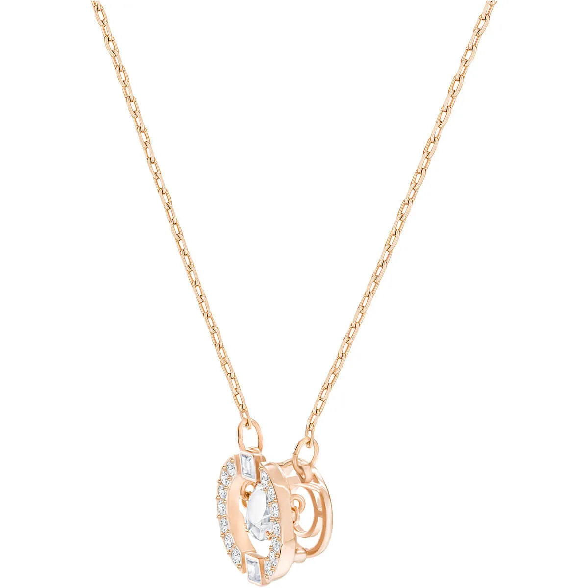 Sparkling Dance White Rose Gold Plating Round Necklace