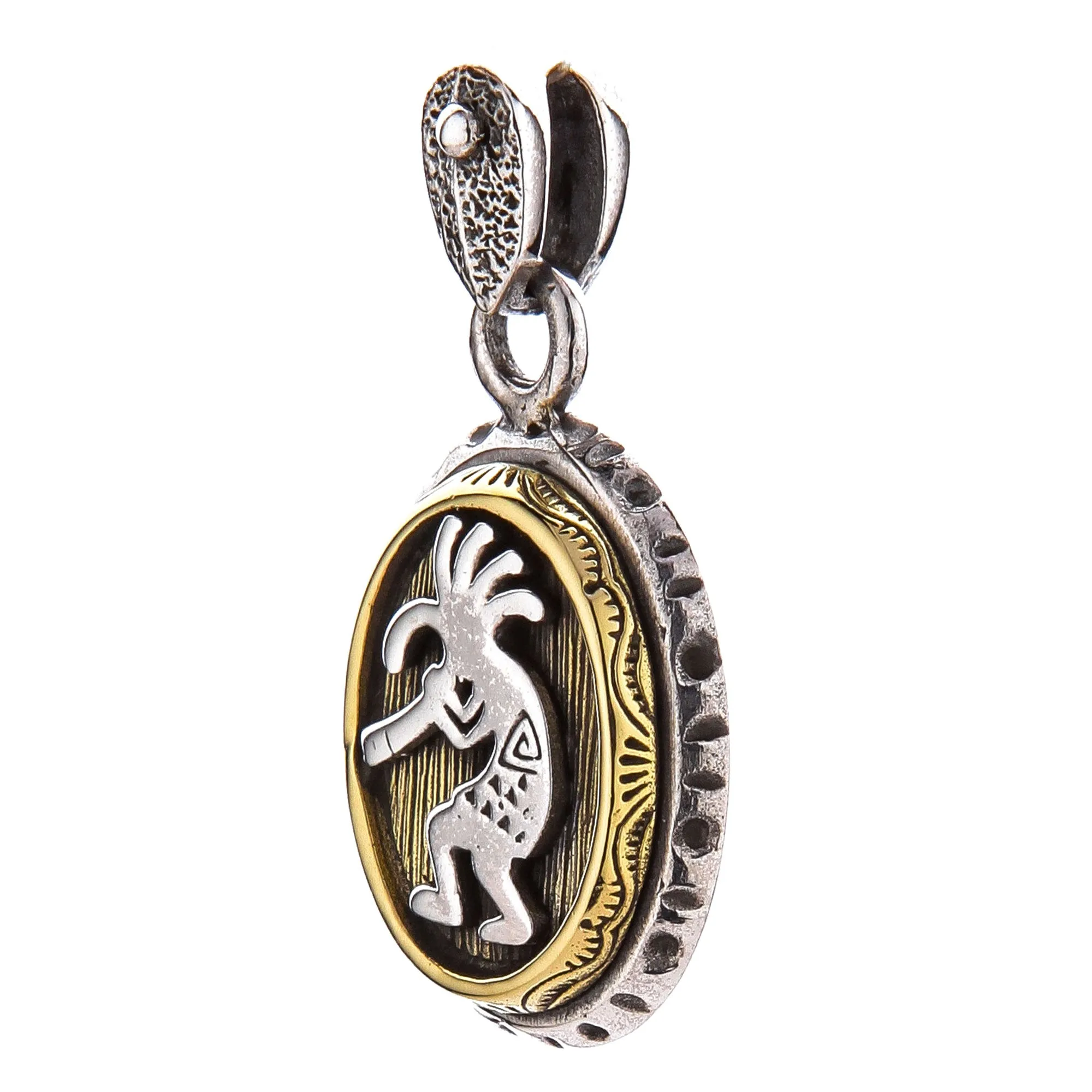 Sterling Silver Brass Kokopelli Pendant