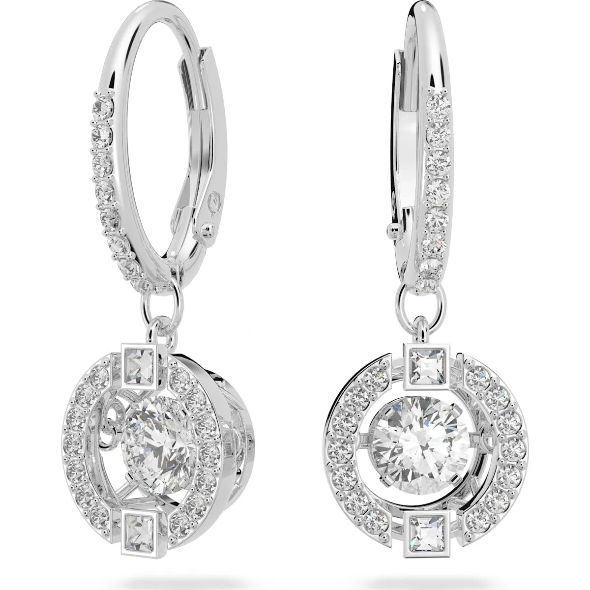 Swarovski Sparkling Dance earrings Round, White, Rhodium plated 5504652