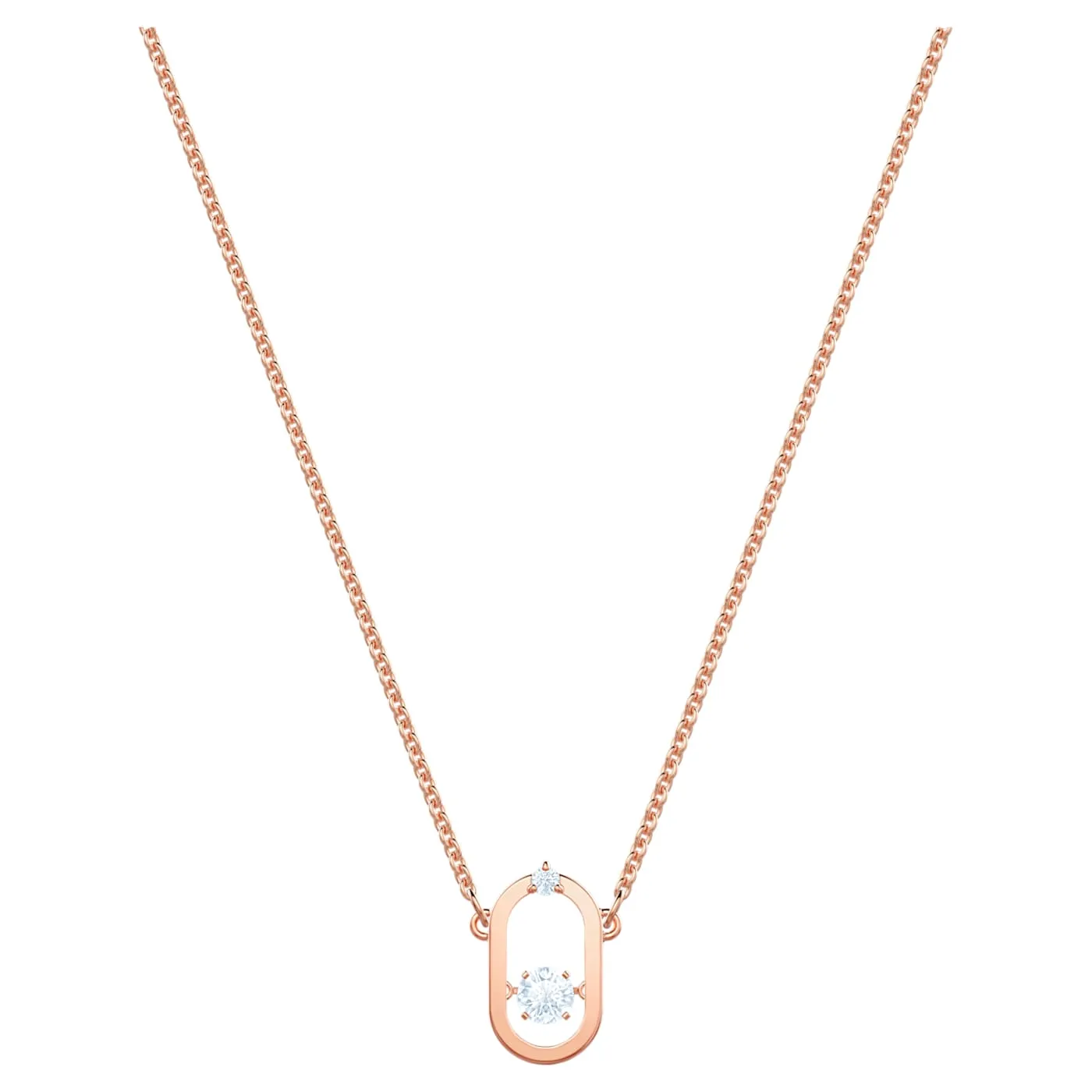 Swarovski Sparkling Dance Oval necklace Round cut, White, Rose gold-tone plated