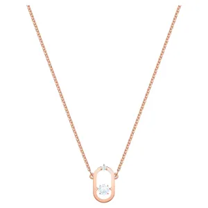 Swarovski Sparkling Dance Oval necklace Round cut, White, Rose gold-tone plated