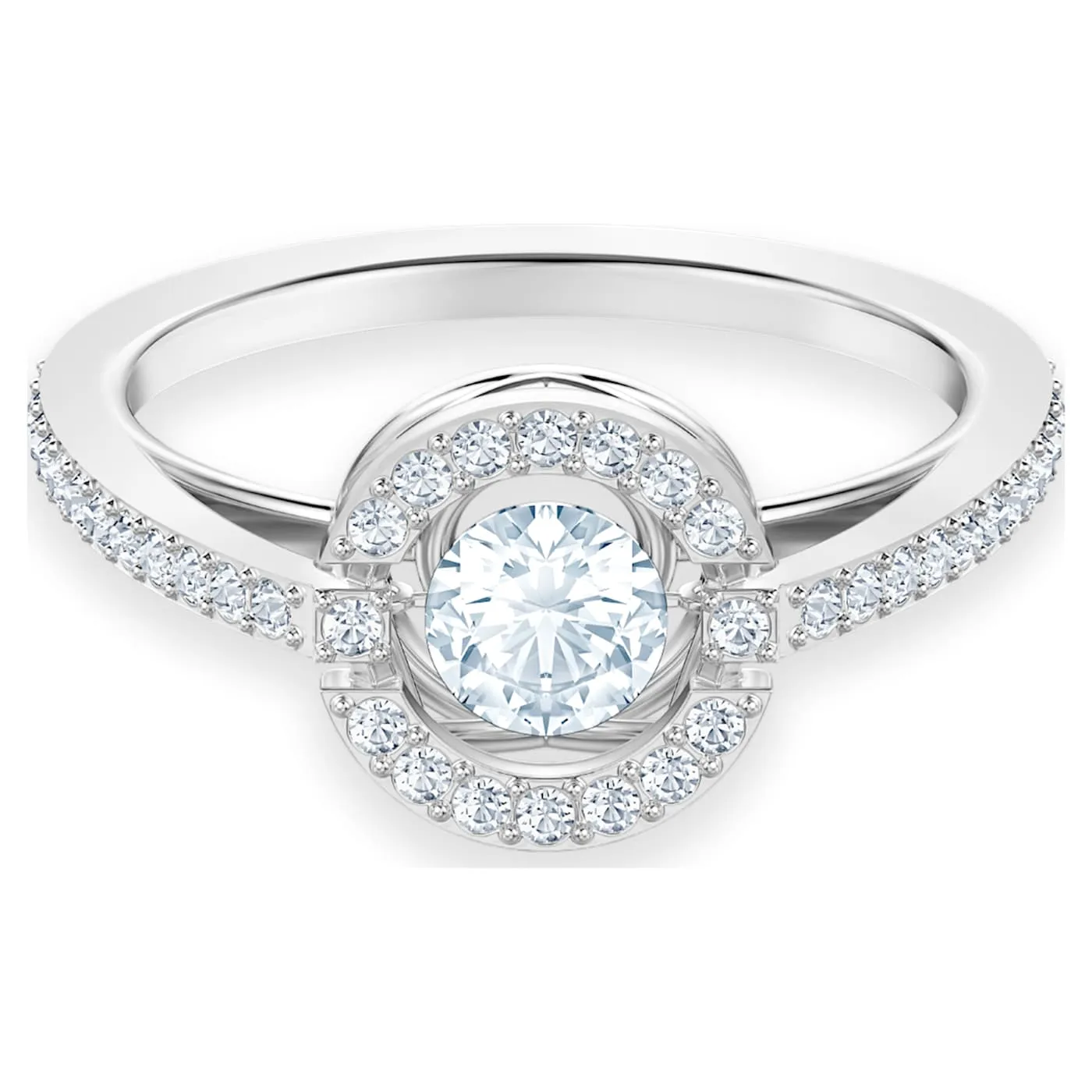 Swarovski Sparkling Dance ring Round cut, White, Rhodium plated