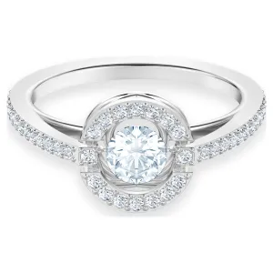 Swarovski Sparkling Dance ring Round cut, White, Rhodium plated