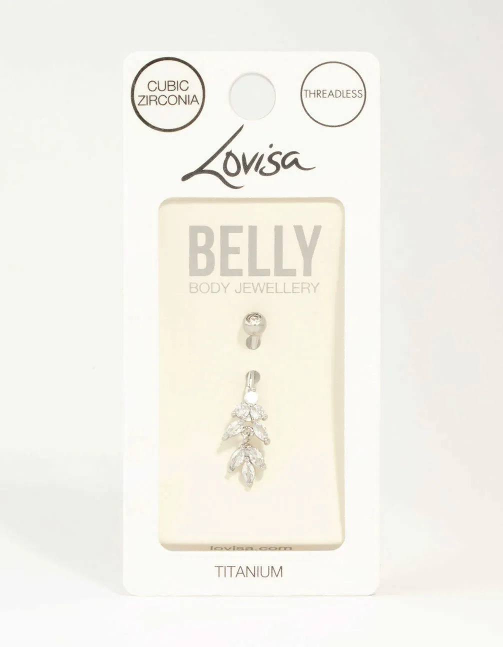 Titanium Marquise Diamante Drop Belly Bar