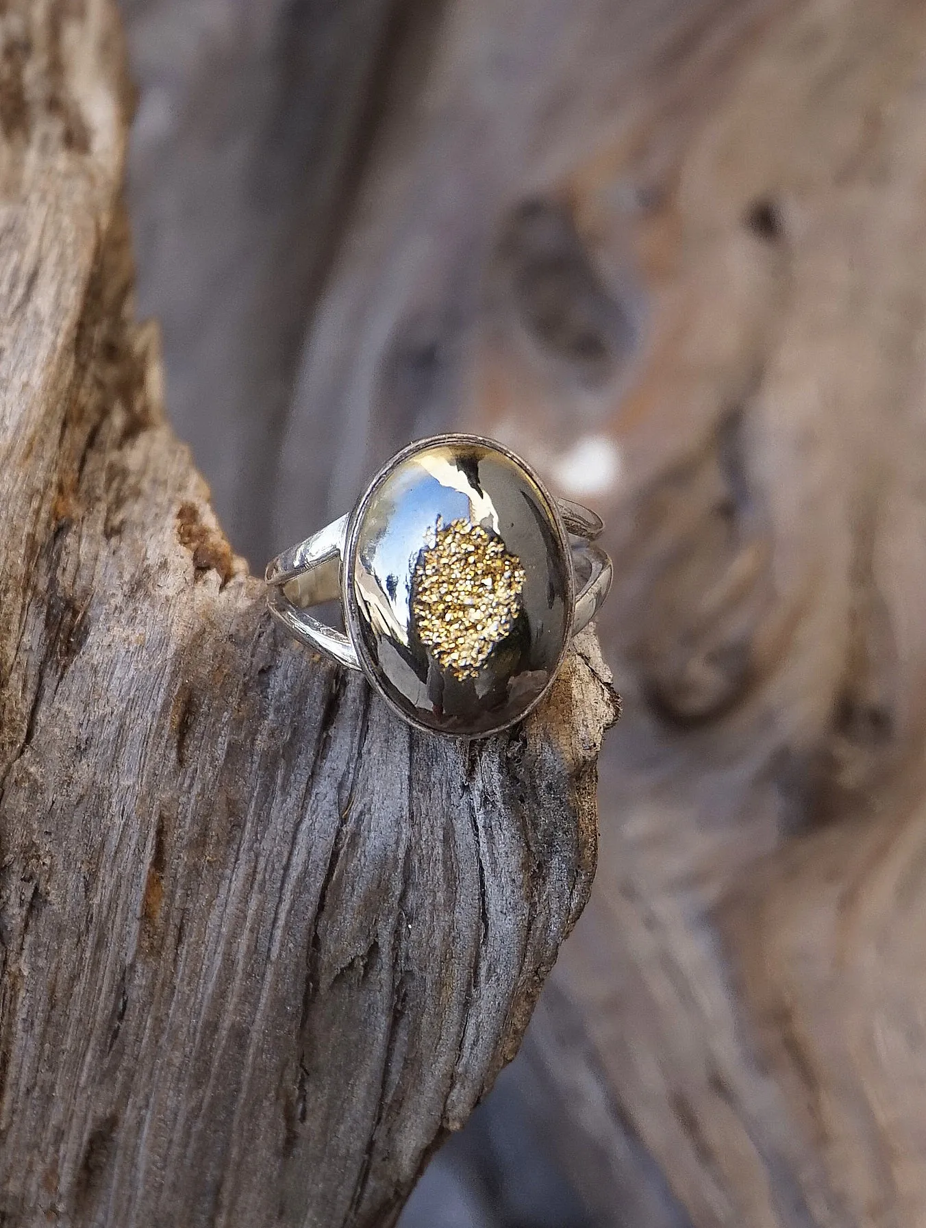 Titanium Quartz Druzy Ring