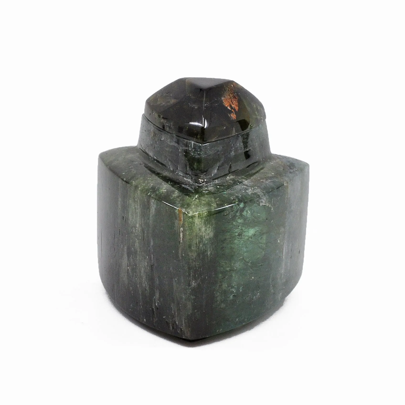 Tourmaline - Carved Green Tourmaline Gemstone Crystal Bottle
