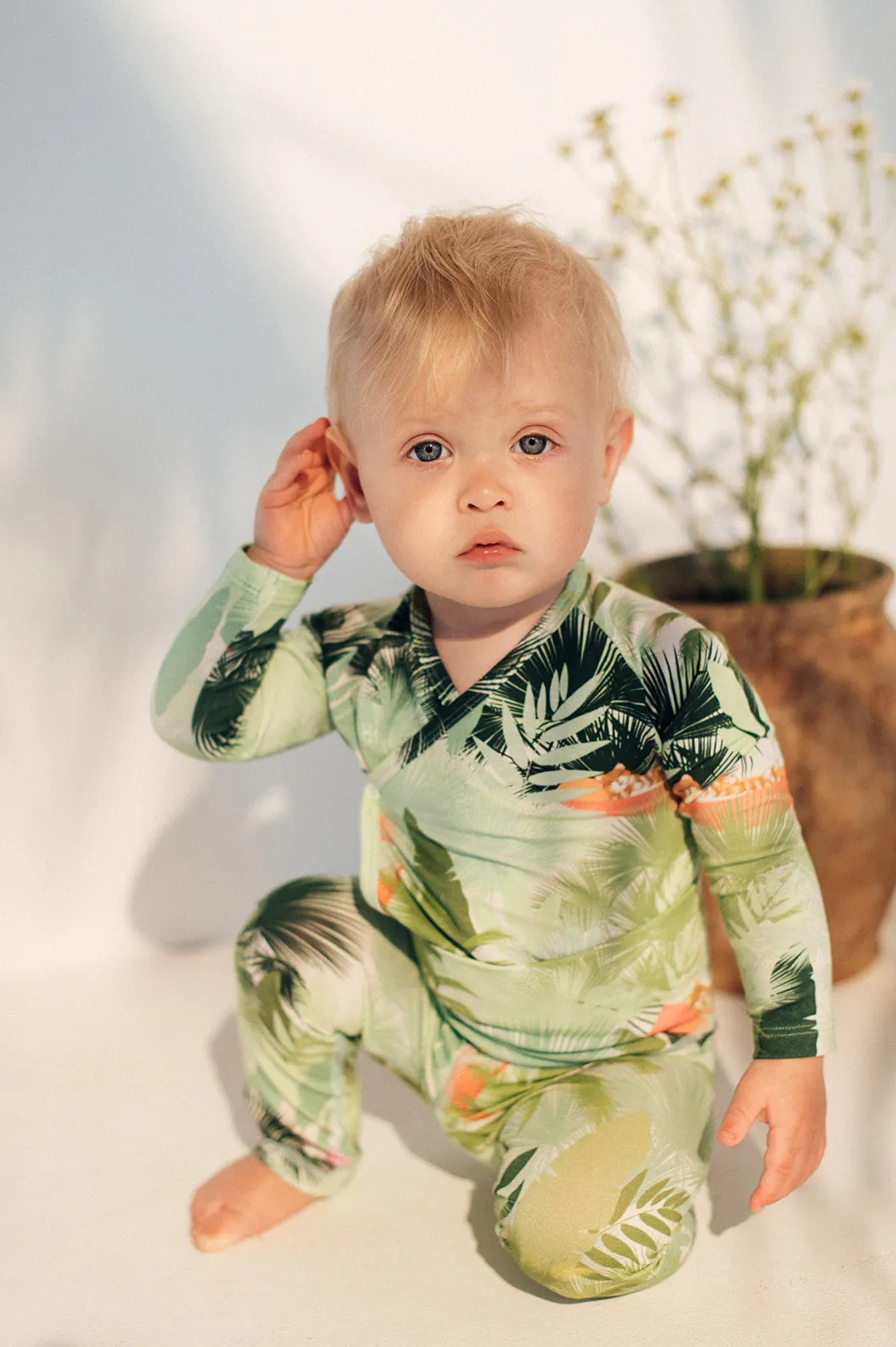 Tropical Green Palm Print Body - LAST ONE 6-12 months