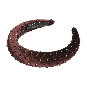 Velvet Crystal 3 cm Padded Brown Headband