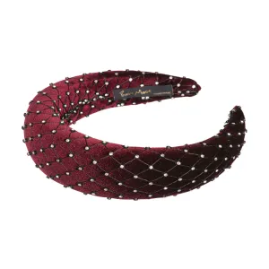 Velvet Crystal 4 cm Padded Burgundy Headband