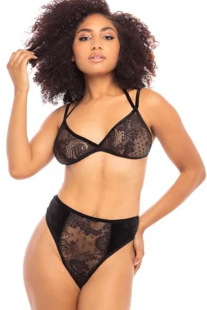 Velvet Trim Bra Set