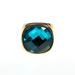 Vintage CN Design Ring, Blue Crystal Statement Ring, Size 8 1/2