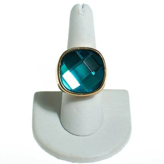 Vintage CN Design Ring, Blue Crystal Statement Ring, Size 8 1/2