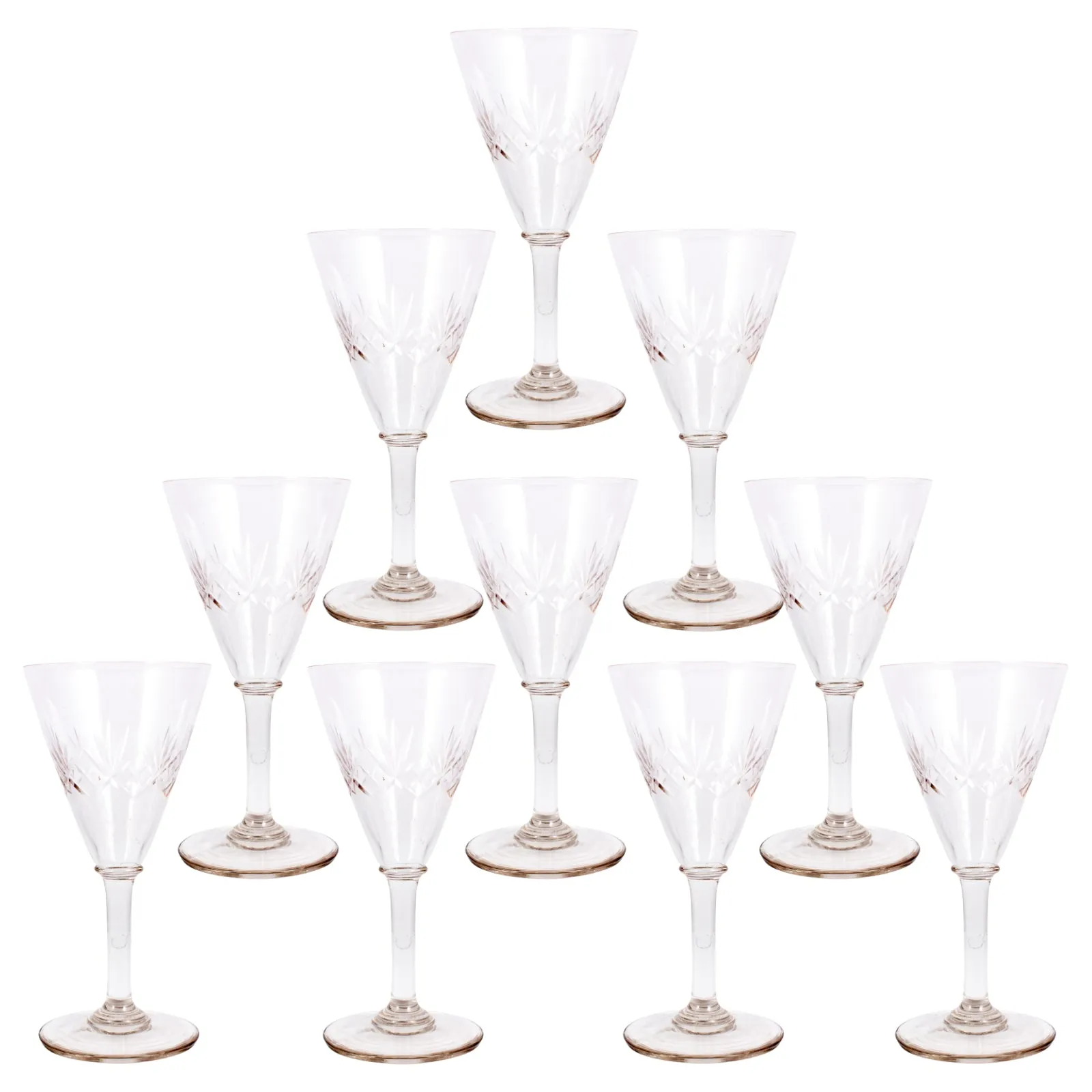 Vintage French Cut Crystal Glasses | Large Size - Set of 11