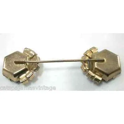 Vintage Hat Pin 1920s Smoky Black & Rhinestones Prongset