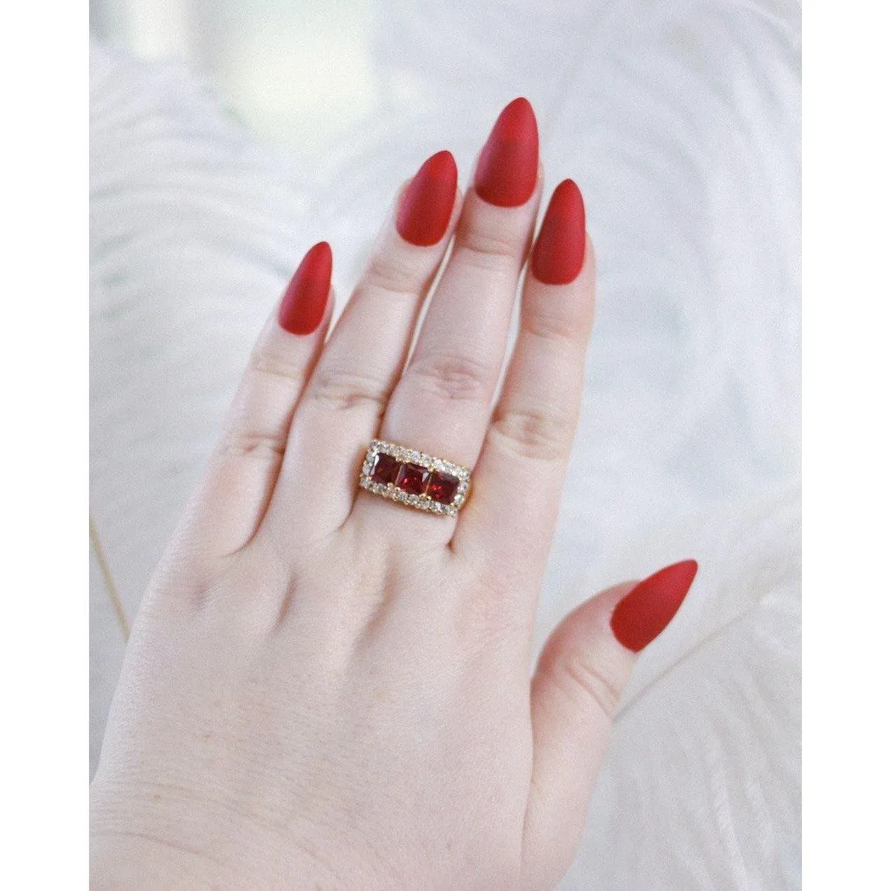 Vintage Ruby and Diamante Crystal Band Ring