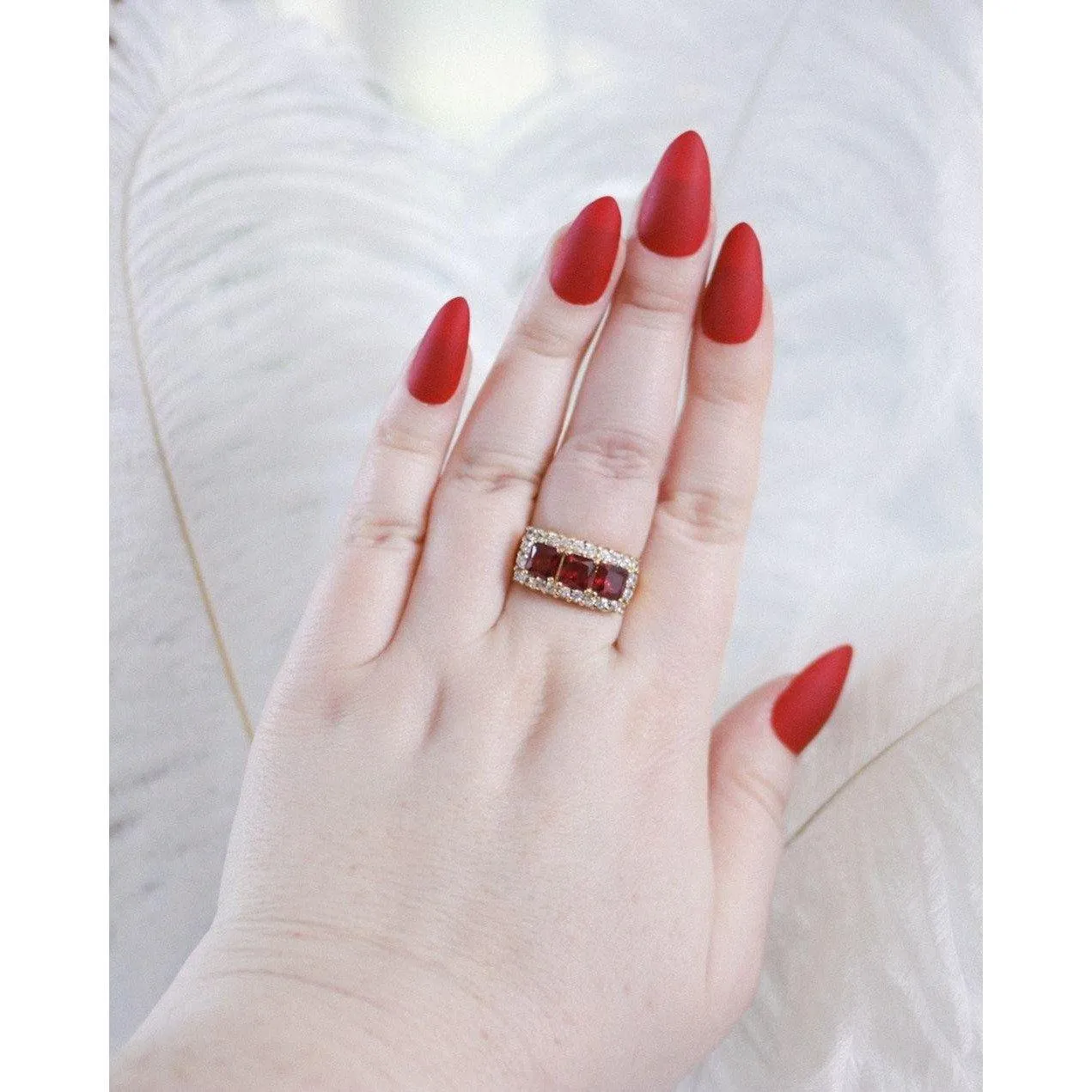 Vintage Ruby and Diamante Crystal Band Ring