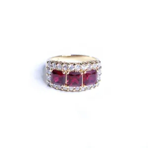 Vintage Ruby and Diamante Crystal Band Ring