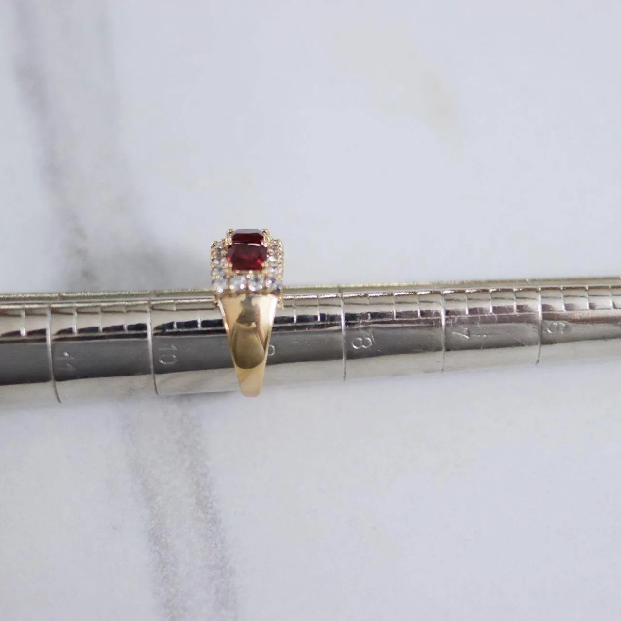Vintage Ruby and Diamante Crystal Band Ring