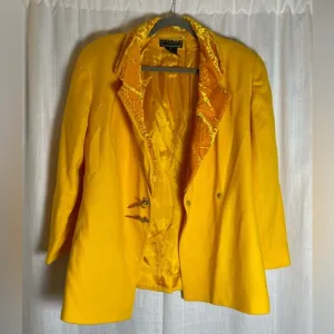 Vtg Ivana 100% wool Canary Yellow Blazer